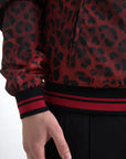 Red Leopard Print Bomber Jacket