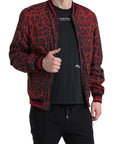 Red Leopard Print Bomber Jacket