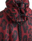 Radiant Red Leopard Print Hooded Jacket