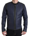 Elegant Blue Nylon Zip Blouson Jacket