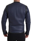 Elegant Blue Nylon Zip Blouson Jacket