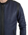 Elegant Blue Nylon Zip Blouson Jacket