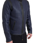 Elegant Blue Nylon Zip Blouson Jacket