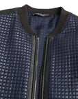 Elegant Blue Nylon Zip Blouson Jacket