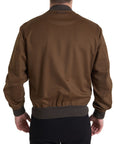 Elegant Brown Cashmere Bomber Jacket