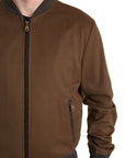 Elegant Brown Cashmere Bomber Jacket