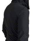 Elegant Black Hooded Sweatshirt with Logo Plaque