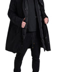 Elegant Black Hooded Trench Coat