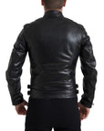 Sleek Black Leather Biker Jacket