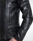 Sleek Black Leather Biker Jacket