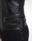 Sleek Black Leather Biker Jacket