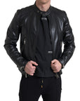 Sleek Black Leather Biker Jacket