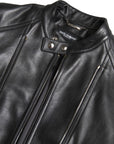 Sleek Black Leather Biker Jacket