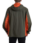 Elegant Hooded Full Zip Jacket in Green and Orange