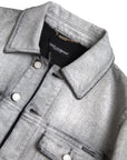 Elegant Gray Cotton Stretch Denim Jacket