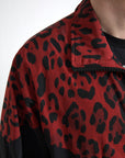 Red Leopard Zip Sweater Jacket