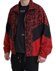 Red Leopard Zip Sweater Jacket