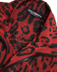 Red Leopard Zip Sweater Jacket