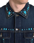 Embellished Turquoise Denim Jacket