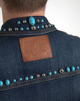 Embellished Turquoise Denim Jacket