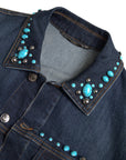 Embellished Turquoise Denim Jacket