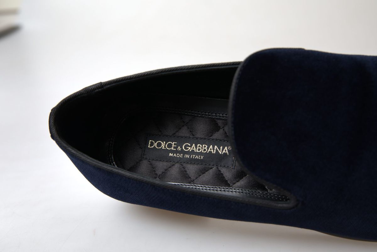 Elegant Blue Velvet Loafers for Men