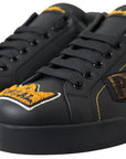 Elegant Portofino Leather Sneakers - Black Multicolor