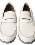 Elegant Light Grey Leather Loafers