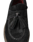 Elegant Black Suede Espadrilles Sneakers