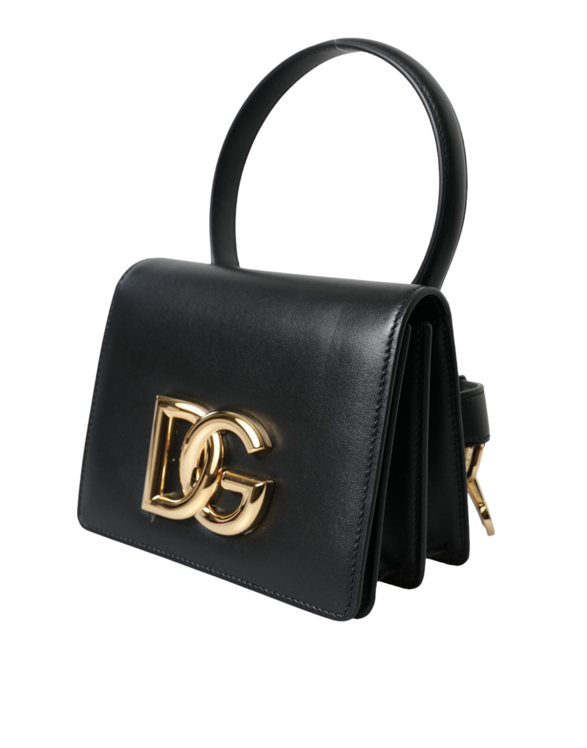 Elegant Black Leather Belt Bag with Gold Accents