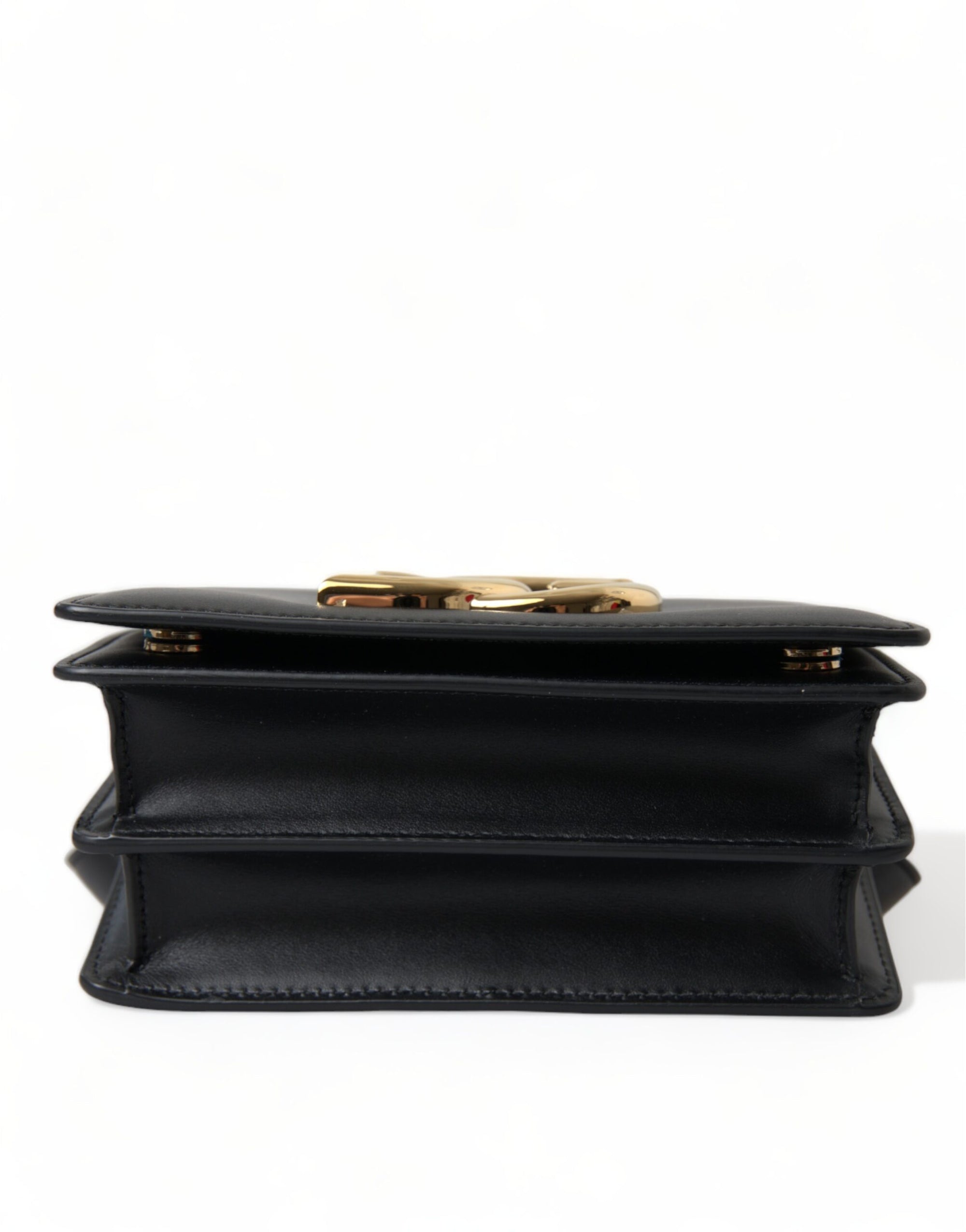 Elegant Black Leather Belt Bag with Gold Accents