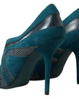 Chic Blue Peep Toe Stiletto Ankle Booties