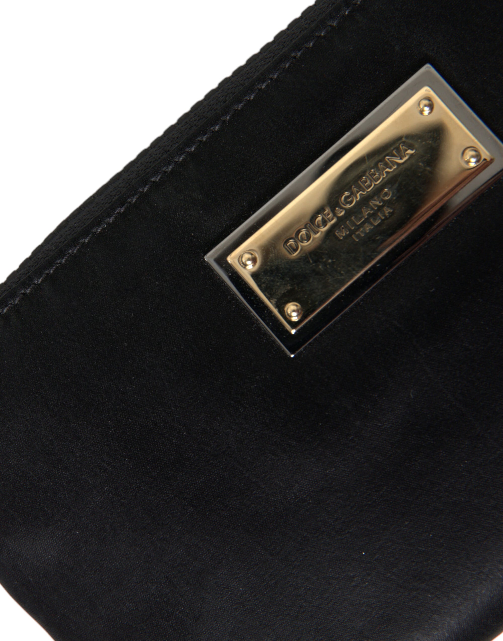 Elegant Black Nylon &amp; Leather Pouch