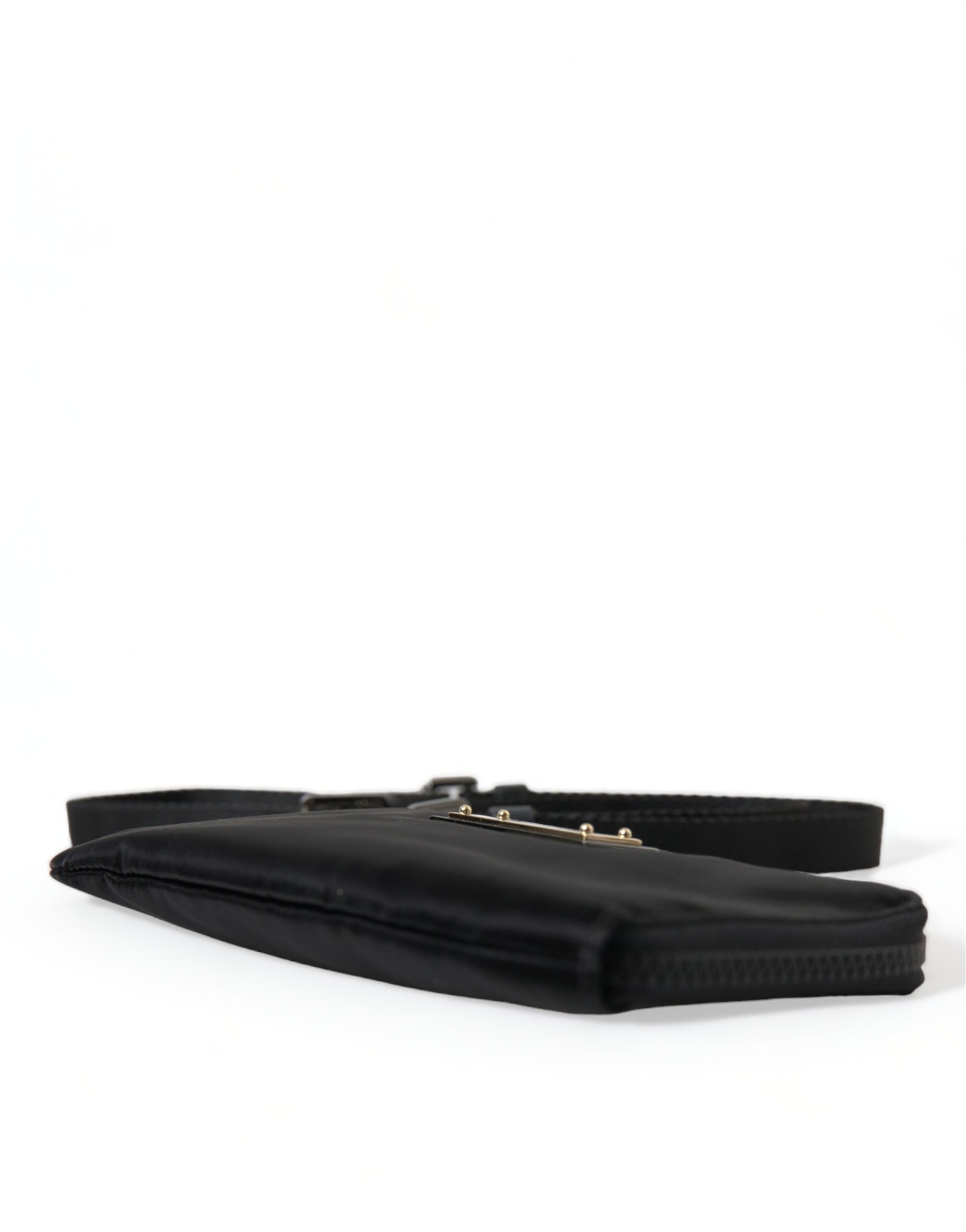 Elegant Black Nylon &amp; Leather Pouch