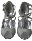 Elegant Shimmering Silver High-Heeled Sandals