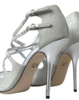 Elegant Shimmering Silver High-Heeled Sandals