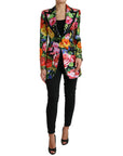 Elegant Multicolor Silk Blend Floral Blazer