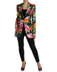 Elegant Multicolor Silk Blend Floral Blazer