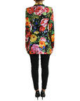 Elegant Multicolor Silk Blend Floral Blazer