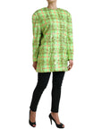 Exquisite Sequined Long Coat Jacket in Green