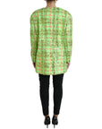 Exquisite Sequined Long Coat Jacket in Green