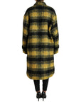 Chic Plaid Long Coat in Sunshine Yellow