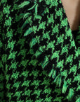 Elegant Green Houndstooth Trench Coat