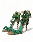 Emerald Elegance Satin Heels