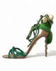 Emerald Elegance Satin Heels