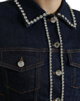 Elegant Denim Jewel Button Jacket