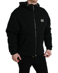 Elegant Black Bomber Jacket with Hood