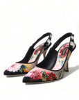 Floral Slingback Heels with Luxe Crystal Details