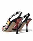 Floral Slingback Heels with Luxe Crystal Details