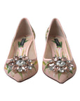 Elegant Pink Floral Crystal Pumps